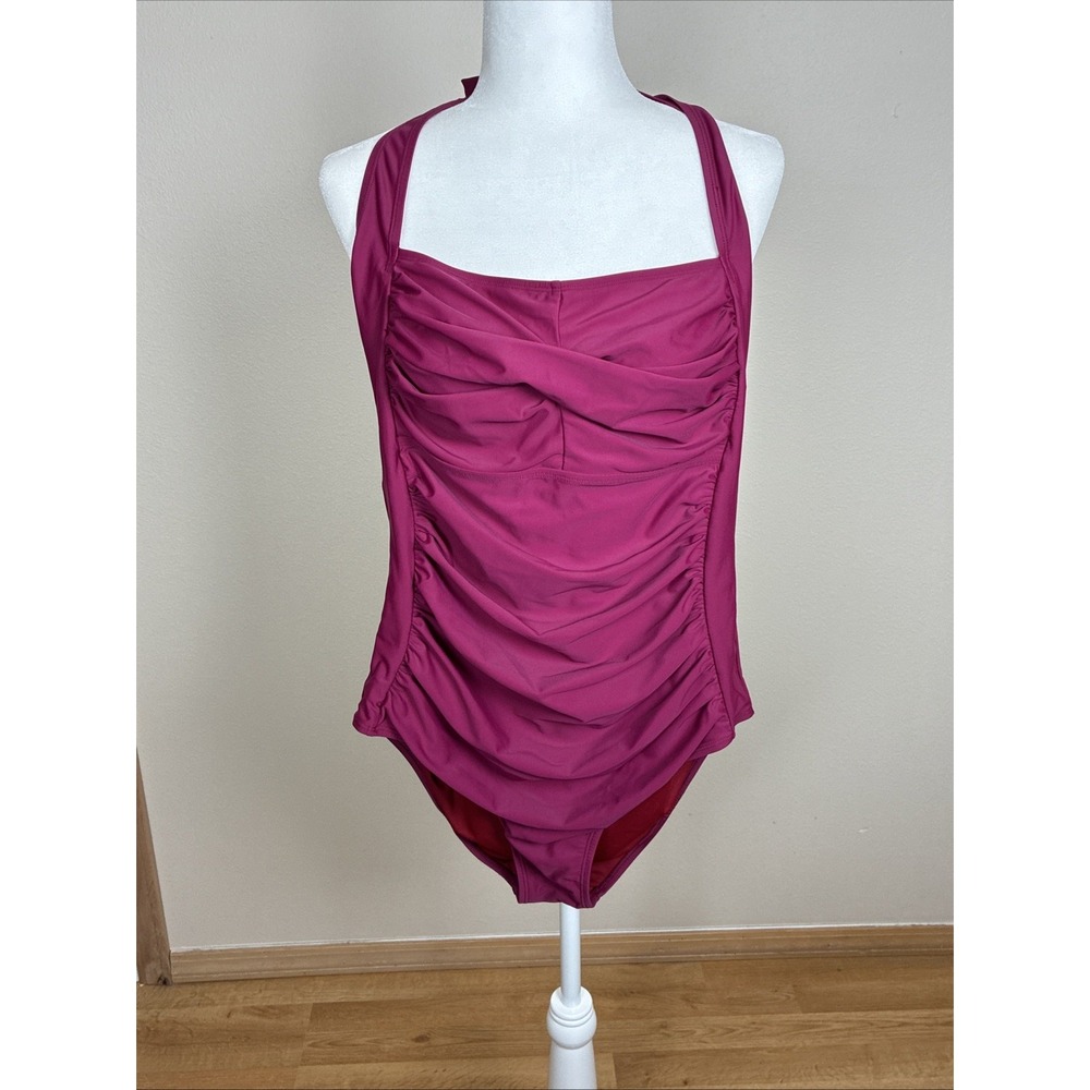 No Brand Ruched One Piece Swimsuit Women's No Size L? See Measurements (Q14)